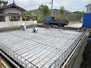 ベタ基礎配筋施工状況